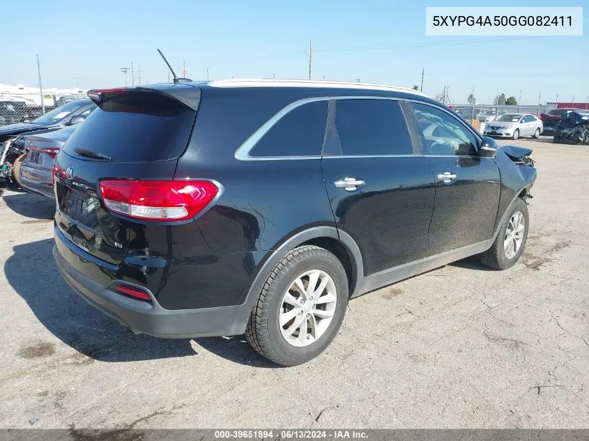 2016 Kia Sorento 3.3L Lx VIN: 5XYPG4A50GG082411 Lot: 39651894