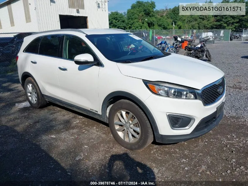 2016 Kia Sorento 3.3L Lx VIN: 5XYPGDA51GG161571 Lot: 39878746