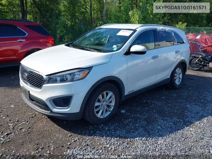 2016 Kia Sorento 3.3L Lx VIN: 5XYPGDA51GG161571 Lot: 39878746