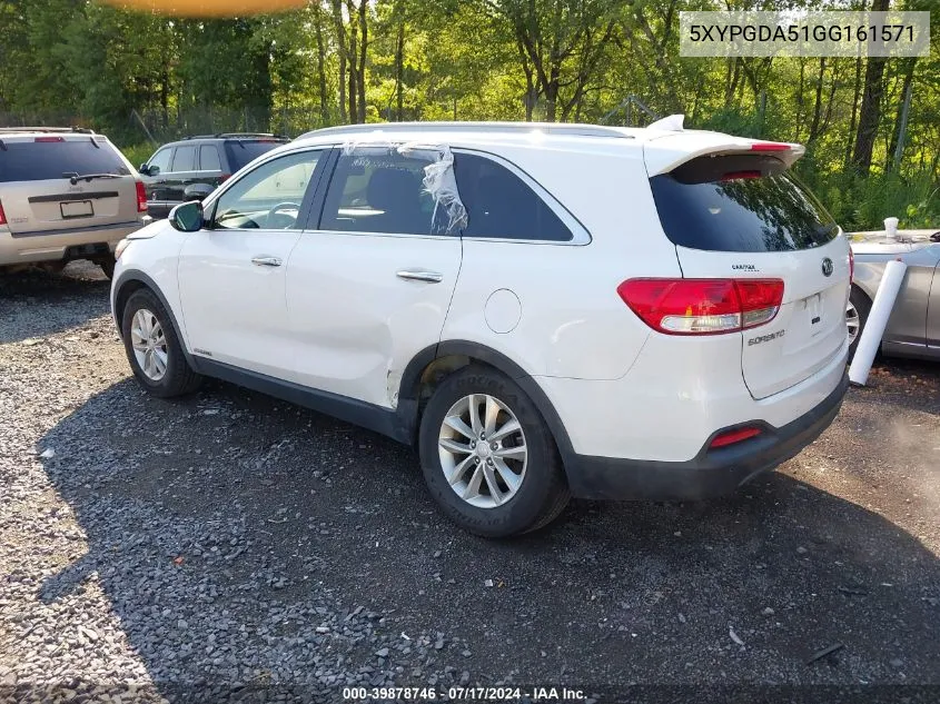 2016 Kia Sorento 3.3L Lx VIN: 5XYPGDA51GG161571 Lot: 39878746