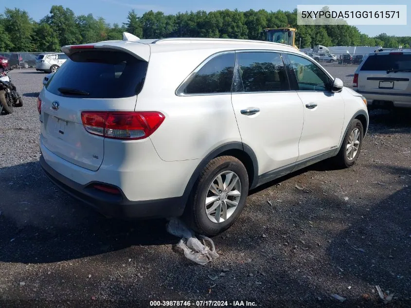 2016 Kia Sorento 3.3L Lx VIN: 5XYPGDA51GG161571 Lot: 39878746