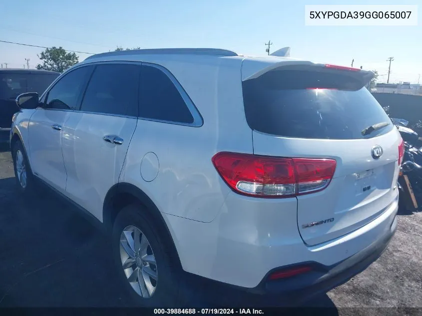 5XYPGDA39GG065007 2016 Kia Sorento 2.4L Lx