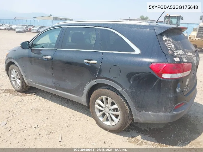 5XYPGDA53GG175648 2016 Kia Sorento 3.3L Lx