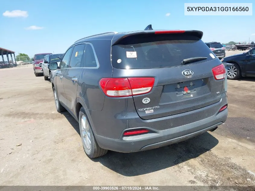 5XYPGDA31GG166560 2016 Kia Sorento 2.4L Lx