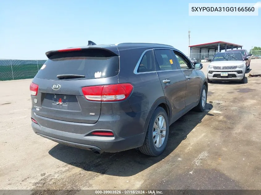 5XYPGDA31GG166560 2016 Kia Sorento 2.4L Lx