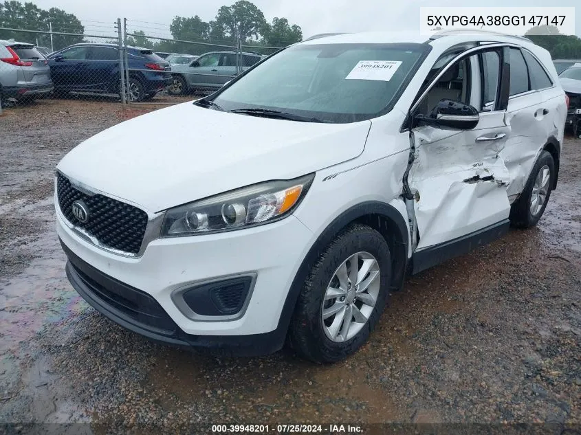 5XYPG4A38GG147147 2016 Kia Sorento 2.4L Lx