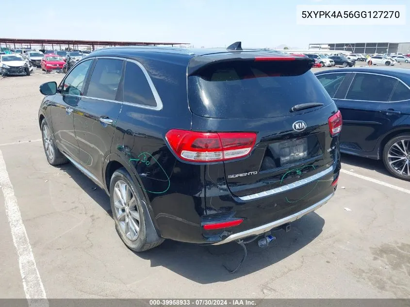 5XYPK4A56GG127270 2016 Kia Sorento 3.3L Sxl