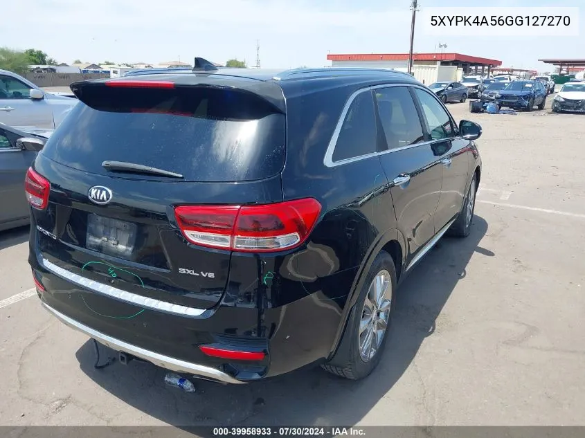 2016 Kia Sorento 3.3L Sxl VIN: 5XYPK4A56GG127270 Lot: 39958933