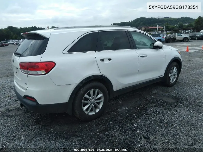 2016 Kia Sorento 3.3L Lx VIN: 5XYPGDA59GG173354 Lot: 39967896