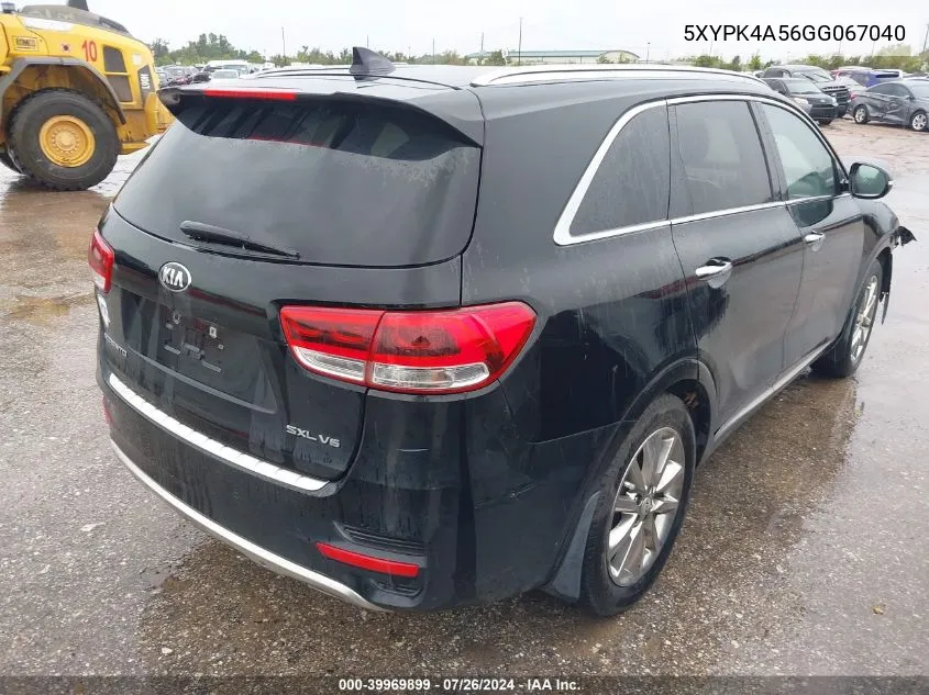 5XYPK4A56GG067040 2016 Kia Sorento 3.3L Sxl