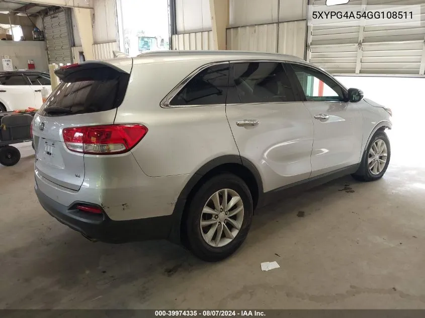 5XYPG4A54GG108511 2016 Kia Sorento 3.3L Lx