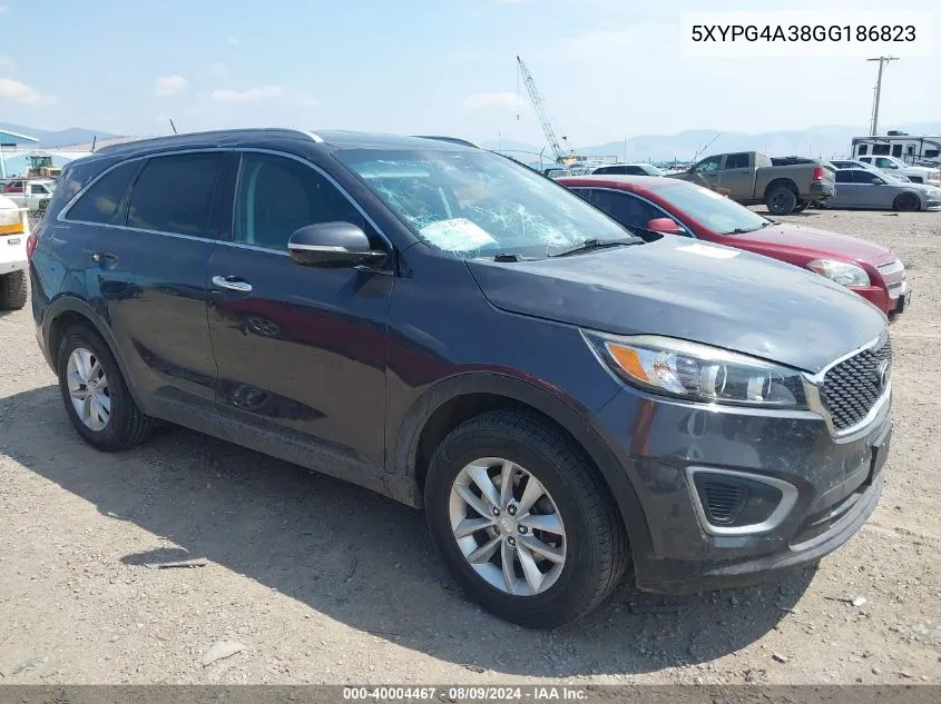 2016 Kia Sorento 2.4L Lx VIN: 5XYPG4A38GG186823 Lot: 40004467