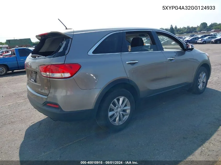 5XYPG4A32GG124933 2016 Kia Sorento 2.4L L