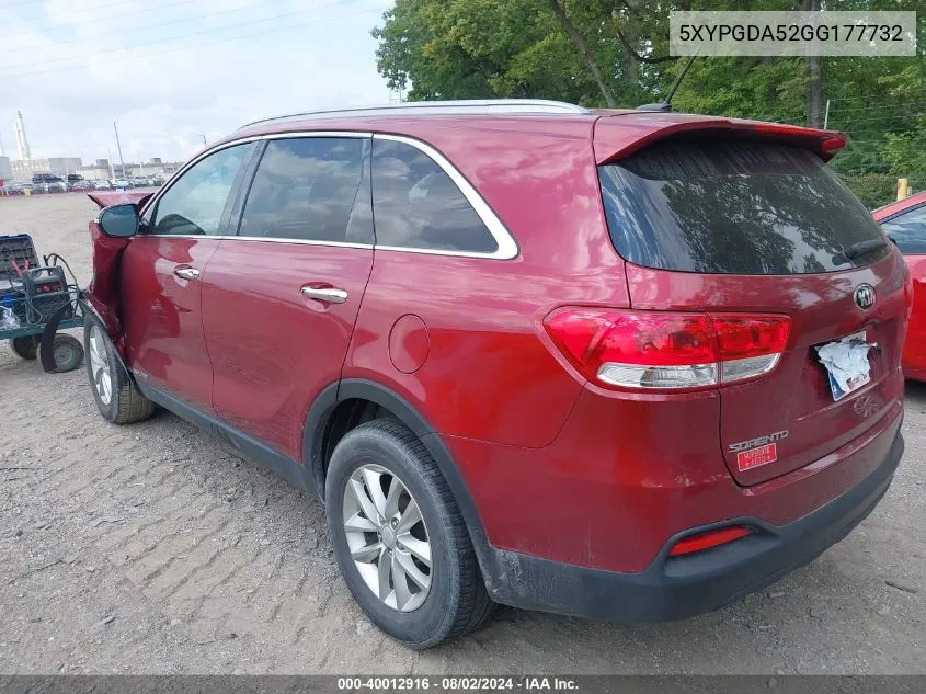 5XYPGDA52GG177732 2016 Kia Sorento 3.3L Lx