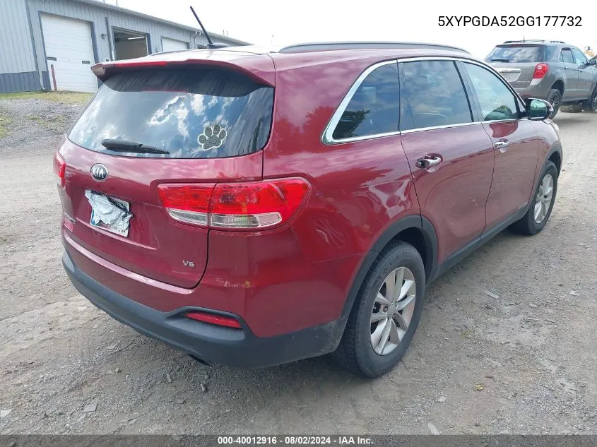 5XYPGDA52GG177732 2016 Kia Sorento 3.3L Lx