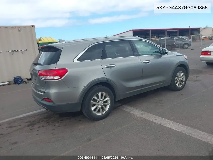 2016 Kia Sorento 2.4L Lx VIN: 5XYPG4A37GG089855 Lot: 40016111