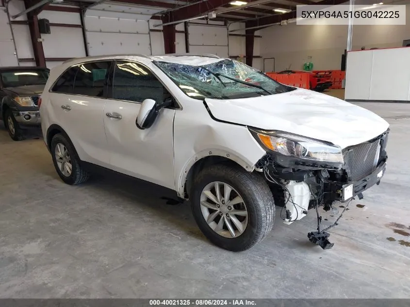 2016 Kia Sorento 3.3L Lx VIN: 5XYPG4A51GG042225 Lot: 40021325