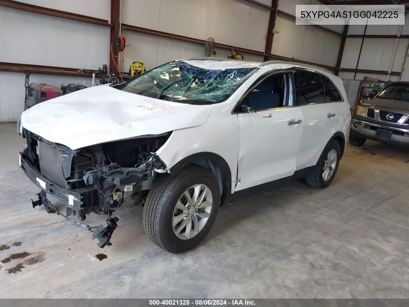 2016 Kia Sorento 3.3L Lx VIN: 5XYPG4A51GG042225 Lot: 40021325