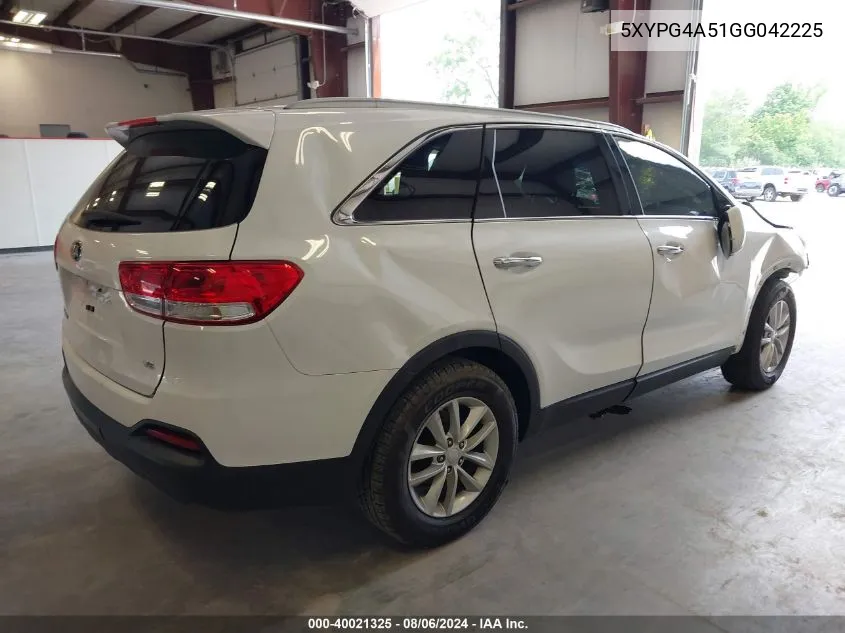 2016 Kia Sorento 3.3L Lx VIN: 5XYPG4A51GG042225 Lot: 40021325