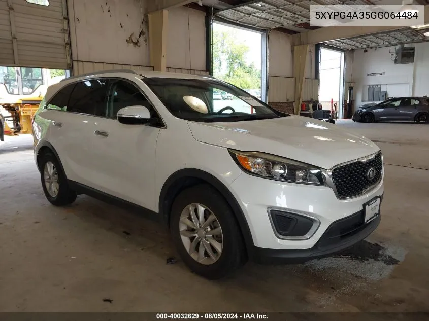 2016 Kia Sorento 2.4L Lx VIN: 5XYPG4A35GG064484 Lot: 40032629