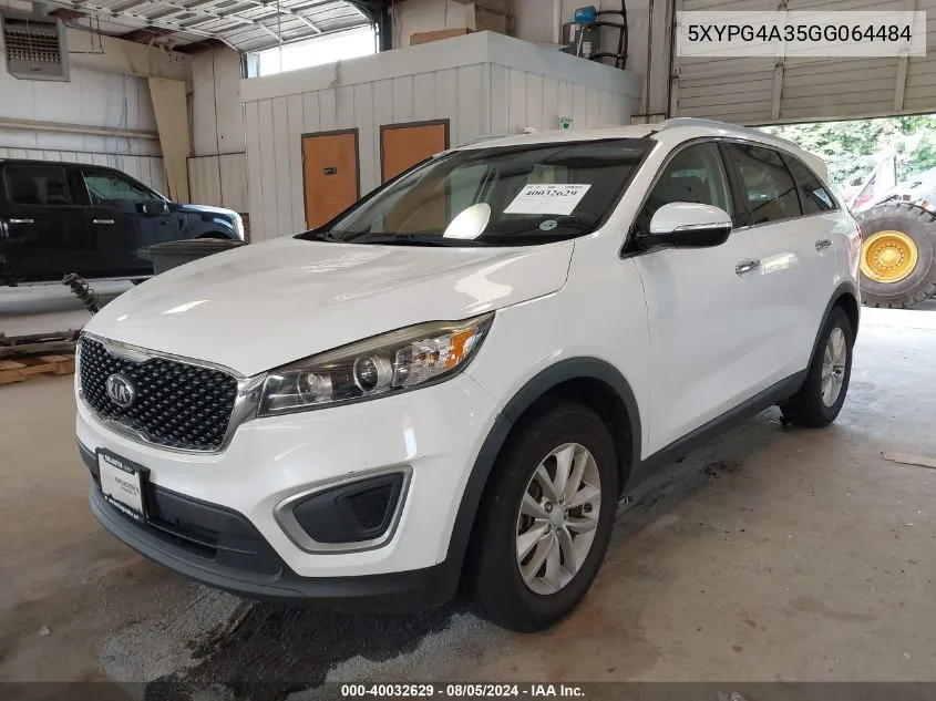 2016 Kia Sorento 2.4L Lx VIN: 5XYPG4A35GG064484 Lot: 40032629