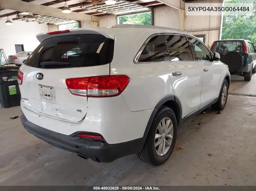 5XYPG4A35GG064484 2016 Kia Sorento 2.4L Lx