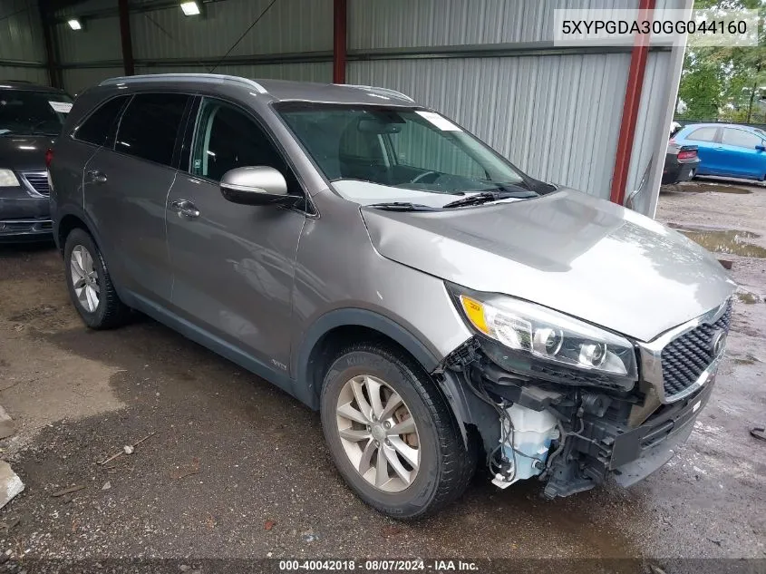 2016 Kia Sorento 2.4L Lx VIN: 5XYPGDA30GG044160 Lot: 40042018