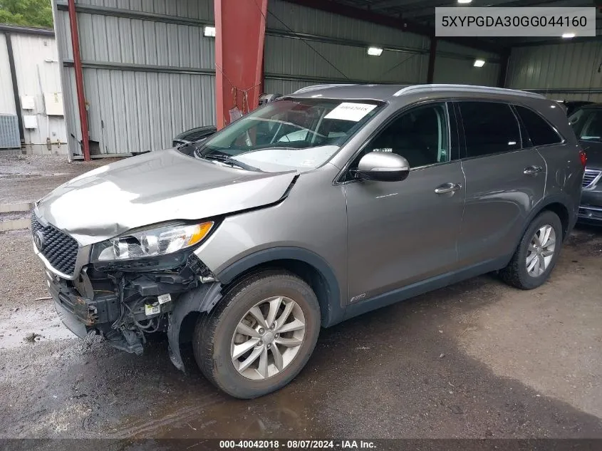 2016 Kia Sorento 2.4L Lx VIN: 5XYPGDA30GG044160 Lot: 40042018