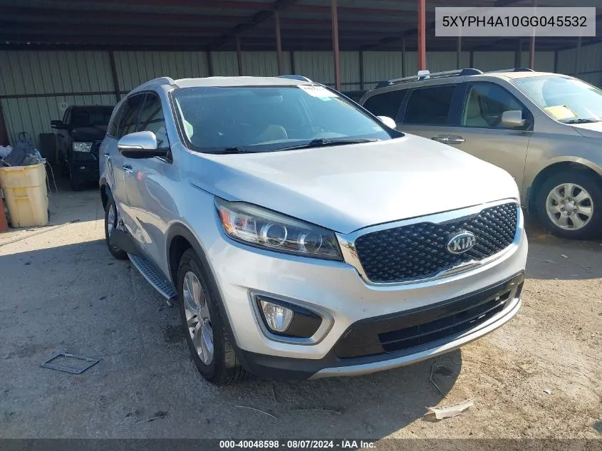 2016 Kia Sorento 2.0T Ex VIN: 5XYPH4A10GG045532 Lot: 40048598