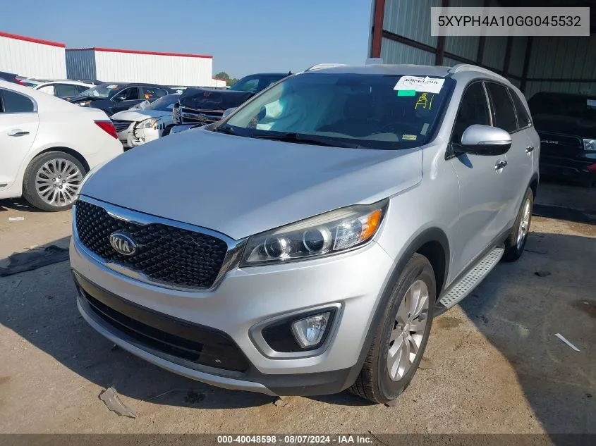 2016 Kia Sorento 2.0T Ex VIN: 5XYPH4A10GG045532 Lot: 40048598