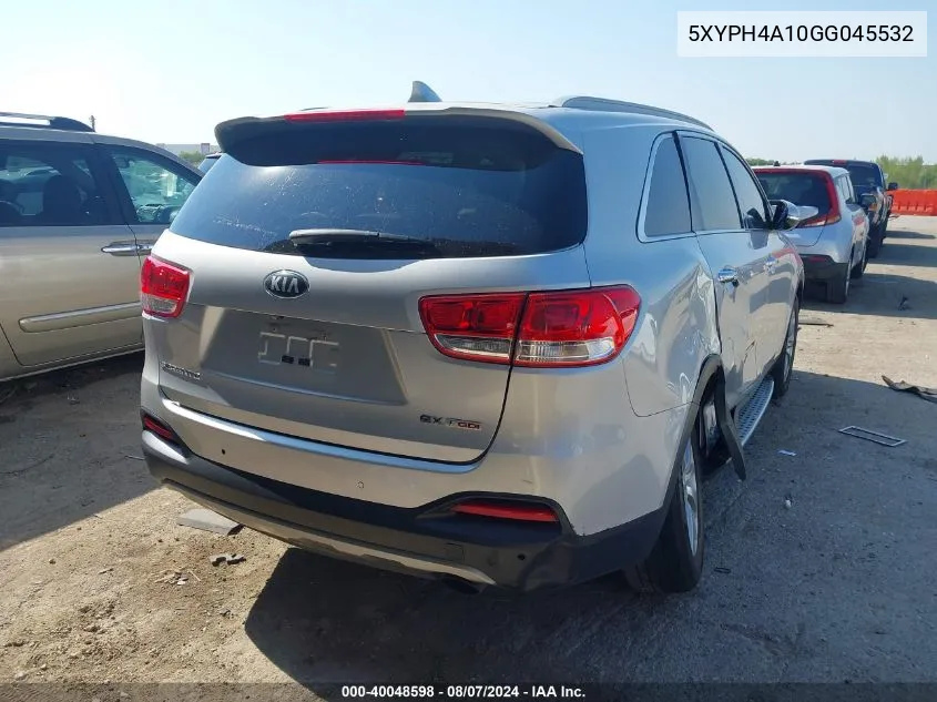 2016 Kia Sorento 2.0T Ex VIN: 5XYPH4A10GG045532 Lot: 40048598