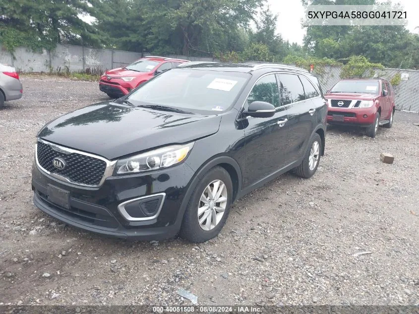 2016 Kia Sorento 3.3L Lx VIN: 5XYPG4A58GG041721 Lot: 40051508