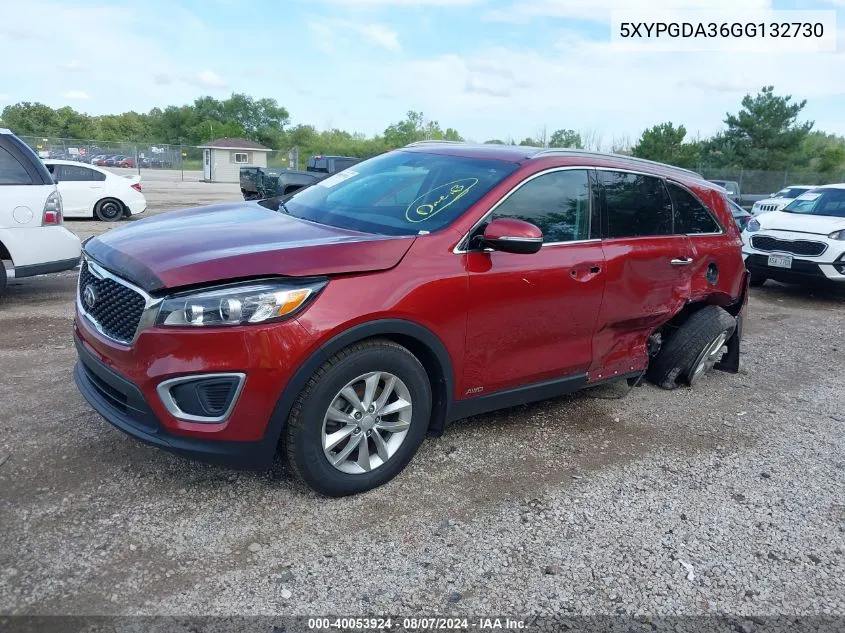 2016 Kia Sorento 2.4L Lx VIN: 5XYPGDA36GG132730 Lot: 40053924