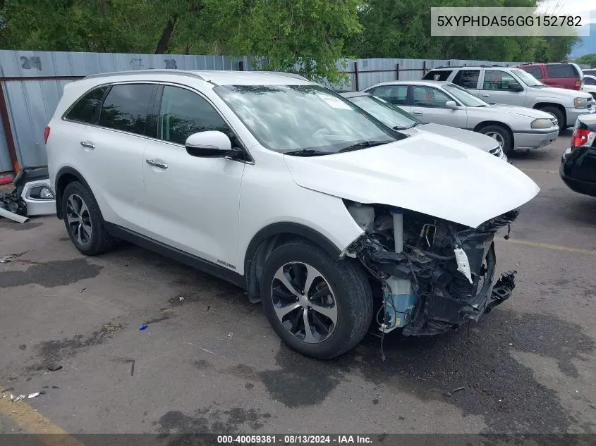 5XYPHDA56GG152782 2016 Kia Sorento 3.3L Ex