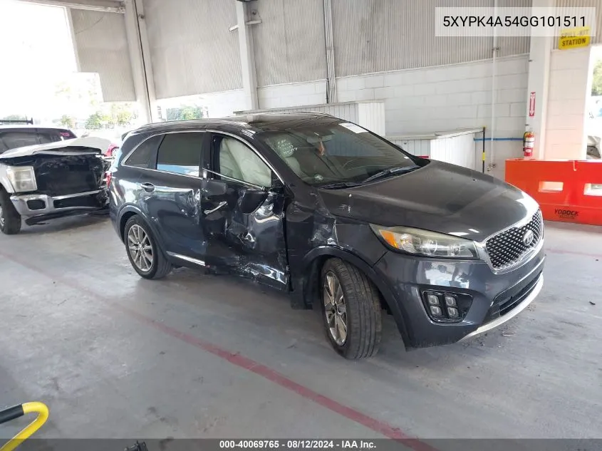 5XYPK4A54GG101511 2016 Kia Sorento 3.3L Sxl