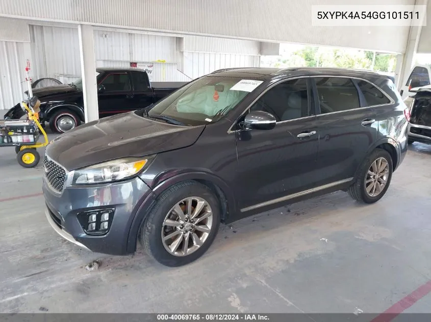 5XYPK4A54GG101511 2016 Kia Sorento 3.3L Sxl