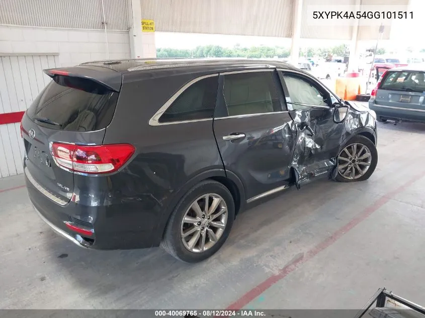 5XYPK4A54GG101511 2016 Kia Sorento 3.3L Sxl