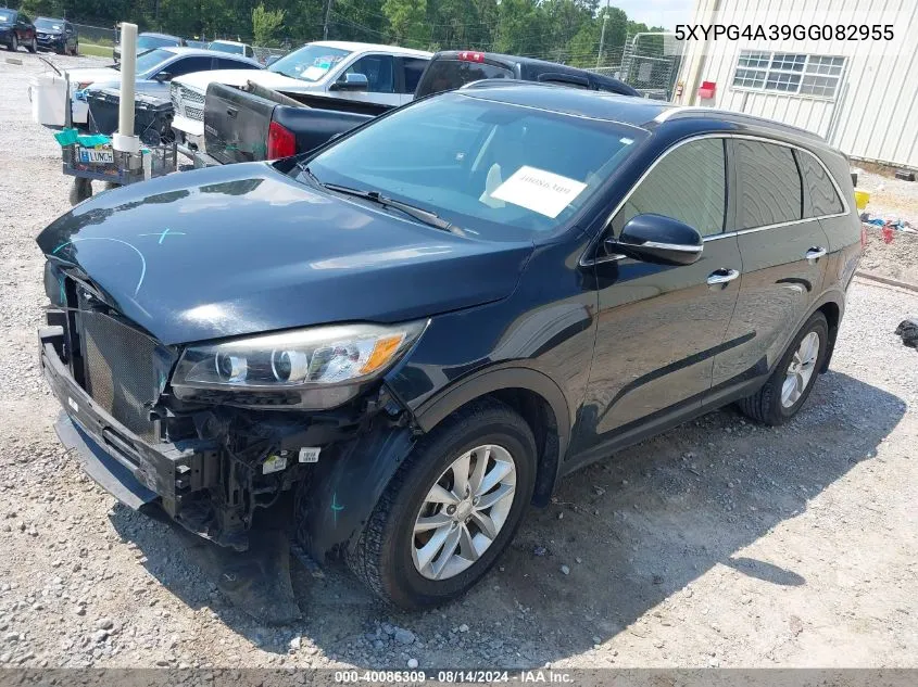 2016 Kia Sorento 2.4L Lx VIN: 5XYPG4A39GG082955 Lot: 40086309