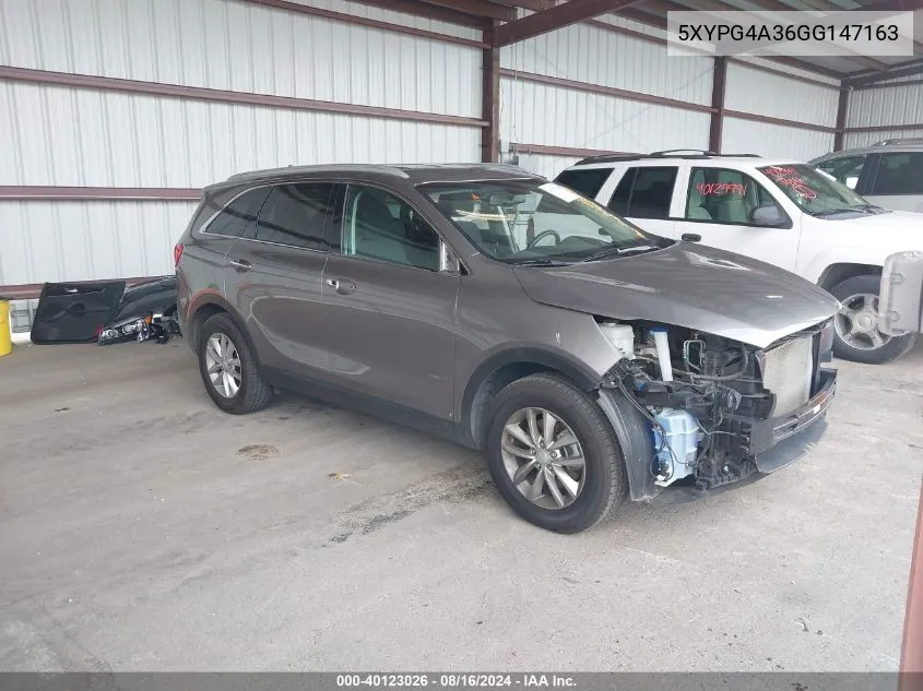 2016 Kia Sorento 2.4L Lx VIN: 5XYPG4A36GG147163 Lot: 40123026