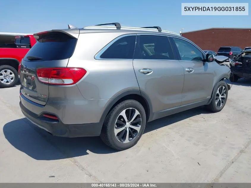 5XYPHDA19GG031855 2016 Kia Sorento 2.0T Ex