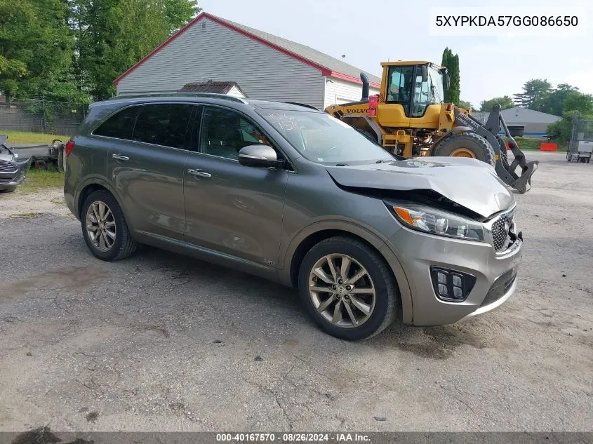 2016 Kia Sorento 3.3L Sxl VIN: 5XYPKDA57GG086650 Lot: 40167570