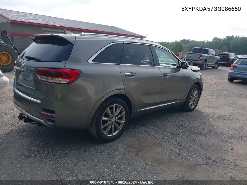 2016 Kia Sorento 3.3L Sxl VIN: 5XYPKDA57GG086650 Lot: 40167570