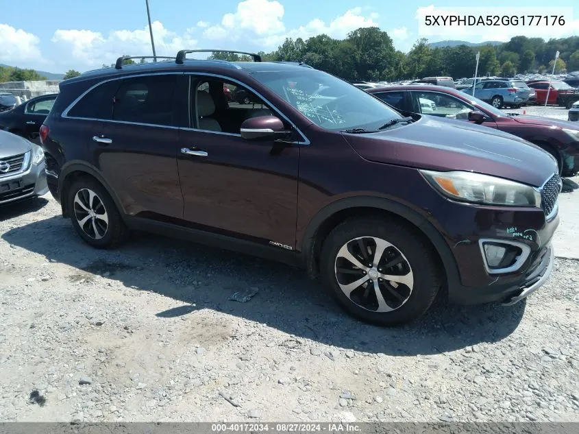 2016 Kia Sorento 3.3L Ex VIN: 5XYPHDA52GG177176 Lot: 40172034