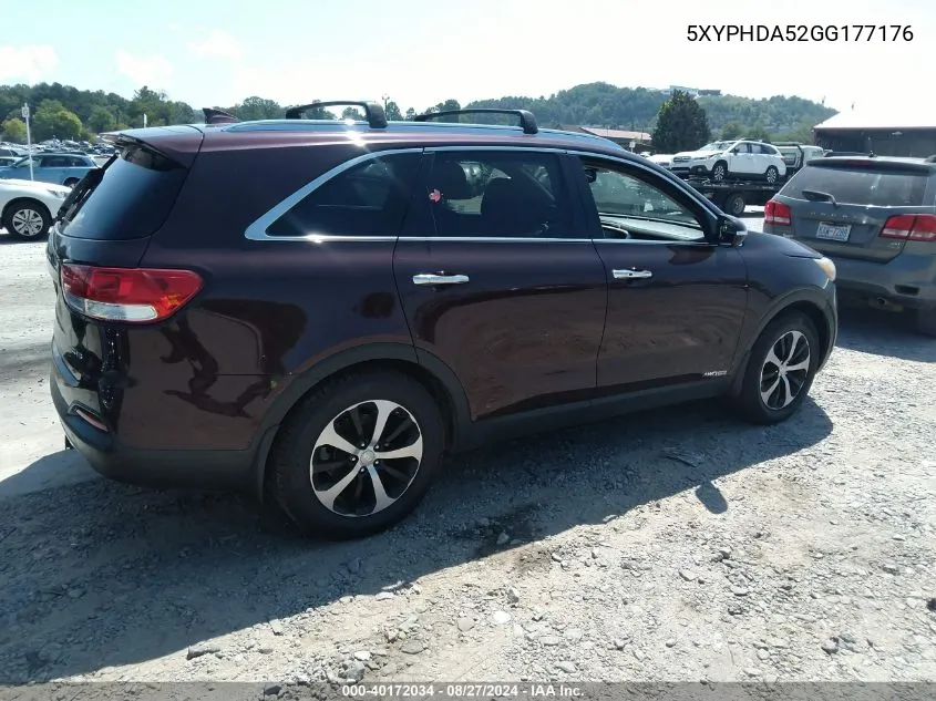 5XYPHDA52GG177176 2016 Kia Sorento 3.3L Ex