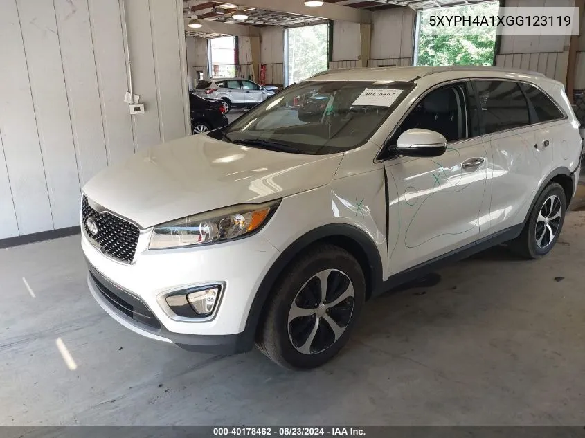 2016 Kia Sorento 2.0T Ex VIN: 5XYPH4A1XGG123119 Lot: 40178462