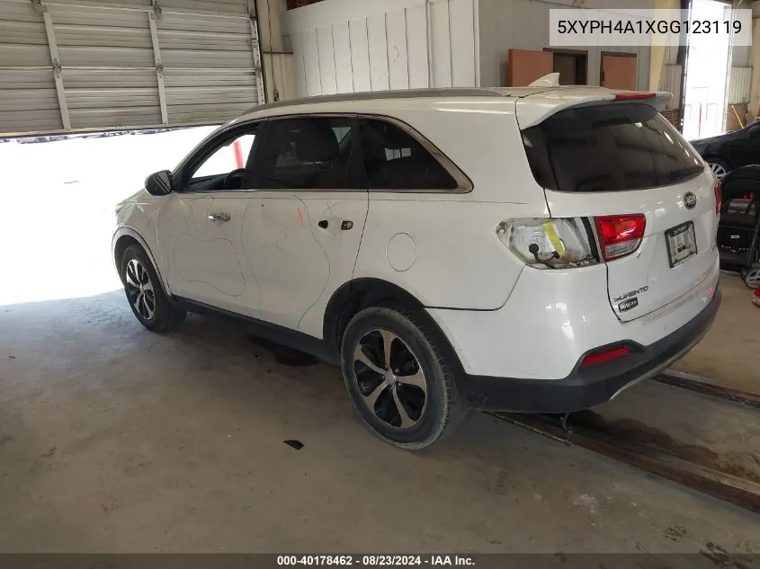 2016 Kia Sorento 2.0T Ex VIN: 5XYPH4A1XGG123119 Lot: 40178462