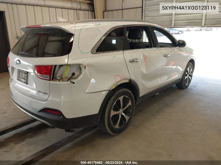 2016 Kia Sorento 2.0T Ex VIN: 5XYPH4A1XGG123119 Lot: 40178462