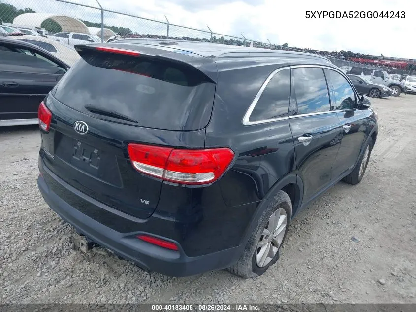 5XYPGDA52GG044243 2016 Kia Sorento 3.3L Lx