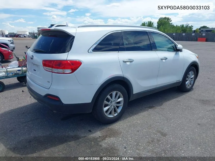 5XYPGDA58GG033103 2016 Kia Sorento Lx/L