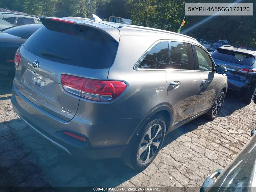 5XYPH4A55GG172120 2016 Kia Sorento 3.3L Ex